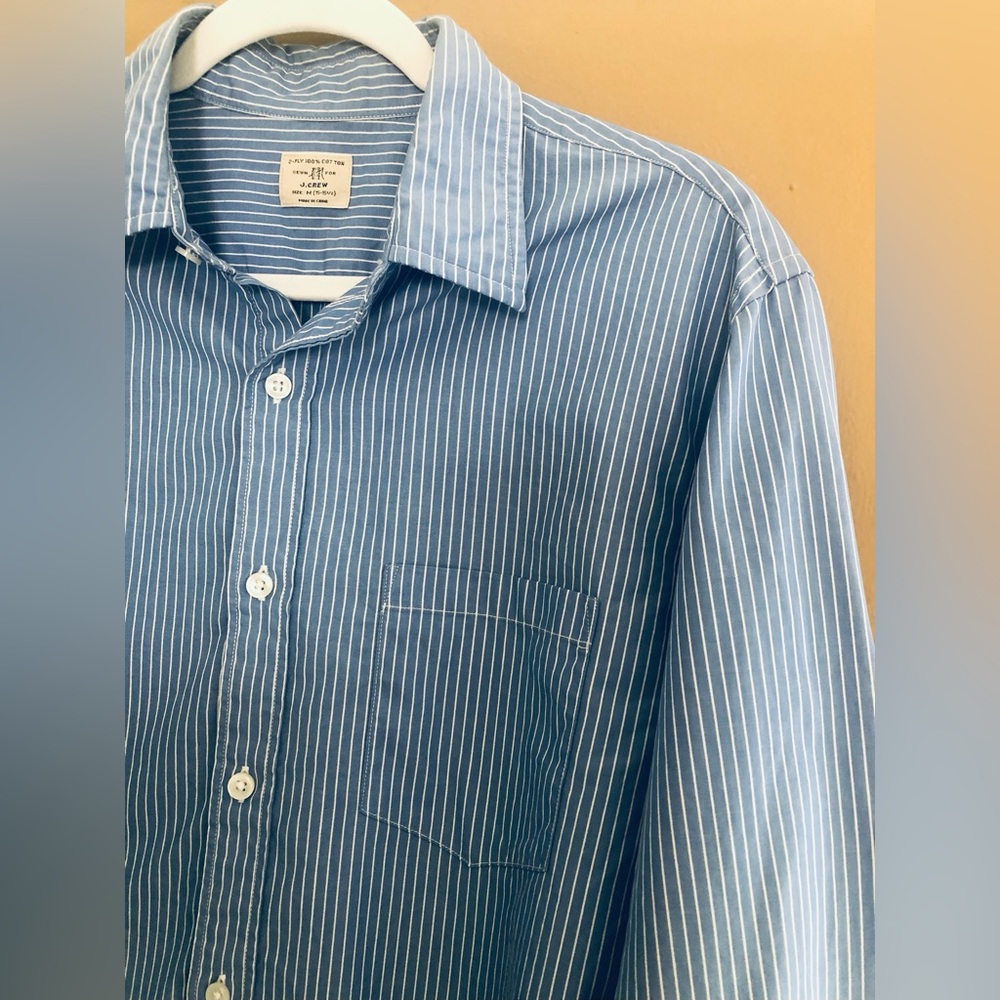 J. Crew Blue with White Pinstripe Button Down